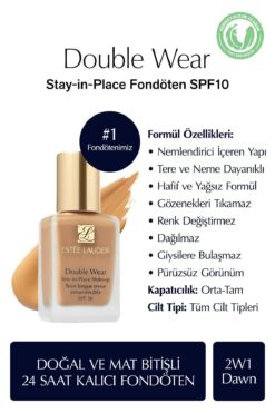 Estee Lauder Doğal ve Mat Bitişli - Double Wear Stay-in-Place Fondöten SPF 10 ( 2W1 Dawn ) - 30 ml
