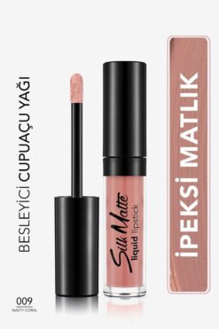 Flormar Kadife Dokulu Likit Mat Ruj - Silk Matte Liquid Lipstick - 009 NASTY CORAL - 8690604505364