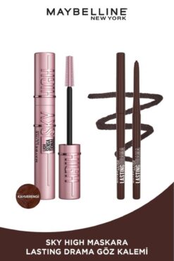 Maybelline New York Lash Sensational Sky High Brown Kahverengi Maskara& Lasting Drama Liner Göz Kalemi Brown Sugar