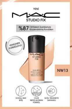 M.A.C 24 Saate Kadar Kalıcı Mat Fondöten - Studio Fix Fluid Spf15 - Renk: Nw13 - 30ml
