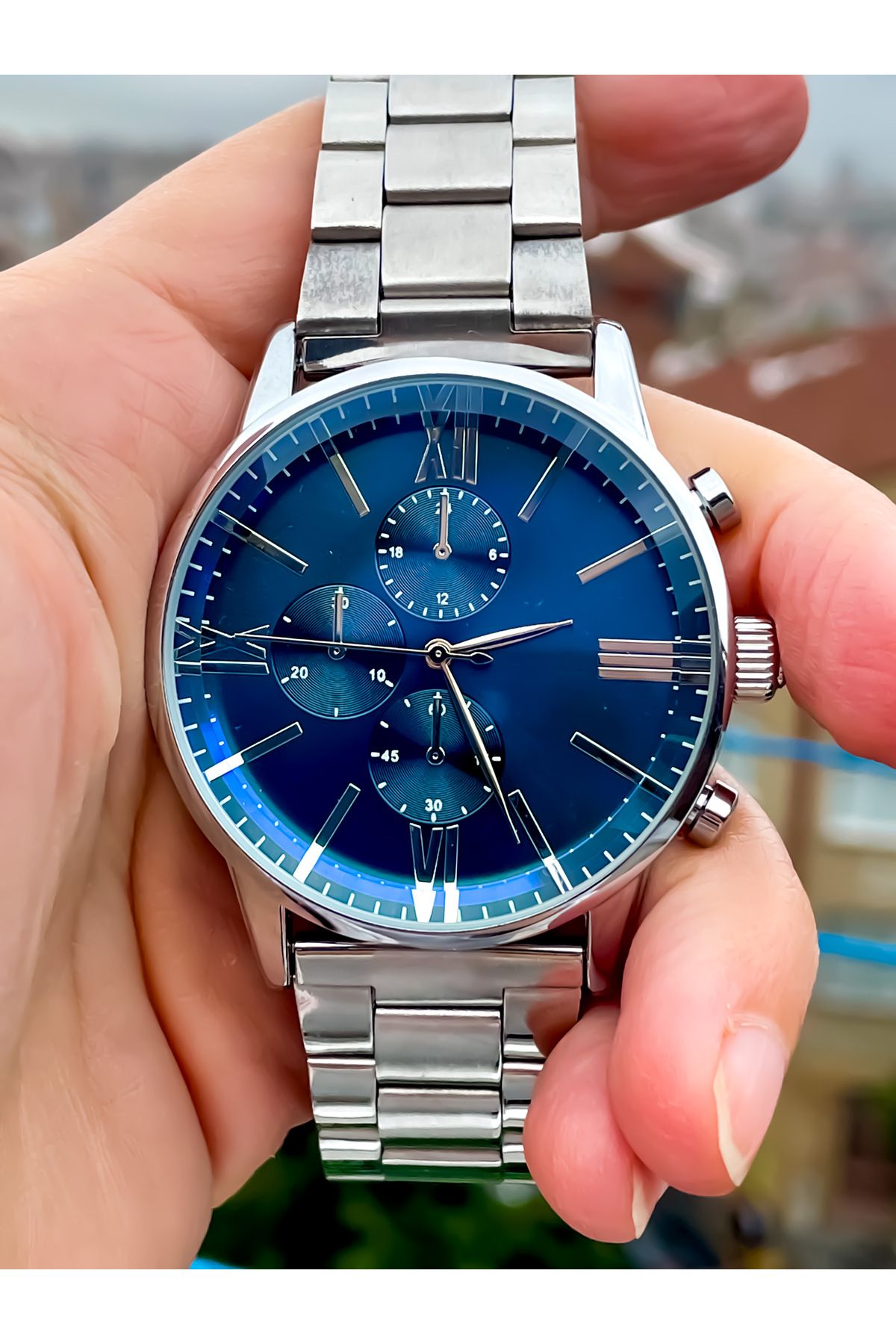 S.POLO Gümüş Renk Kordon Yeşil Kadran Erkek Kol Saati Bileklik Hediyeli - Görsel 2