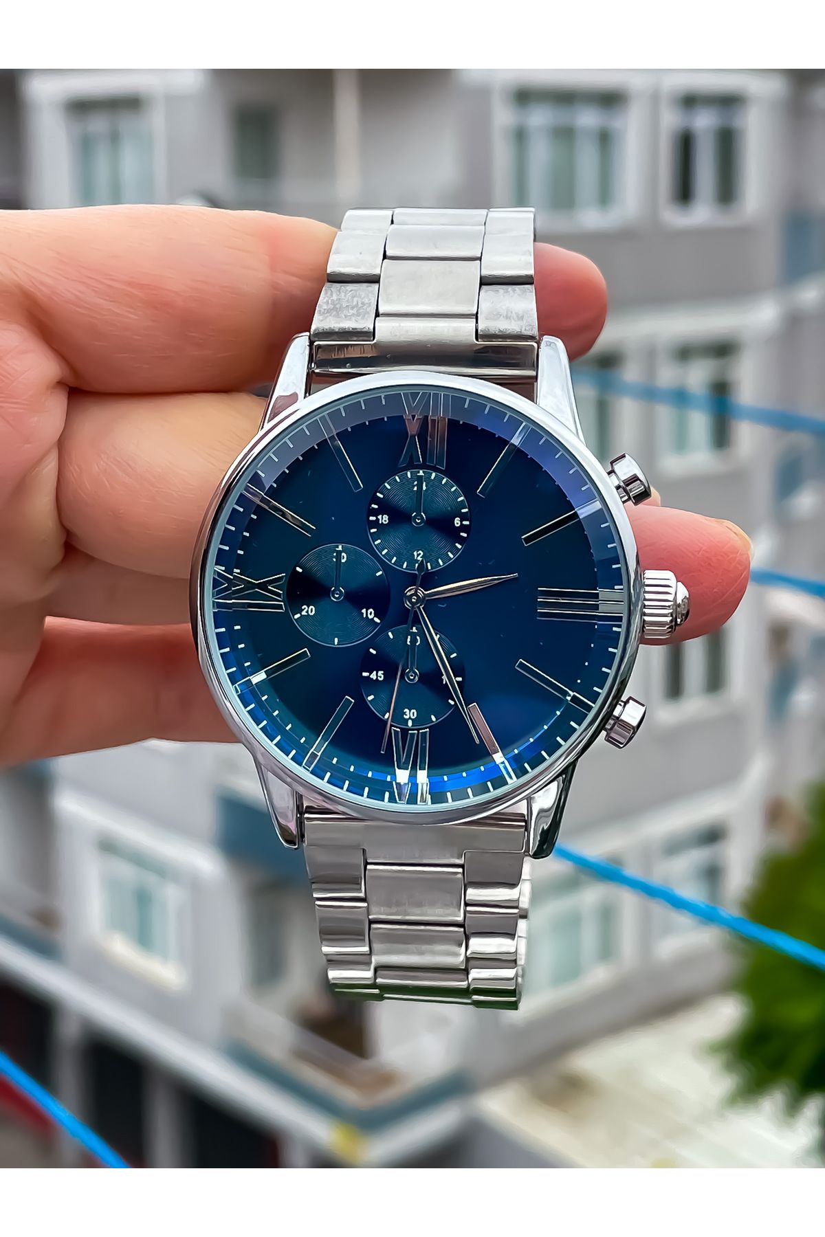 S.POLO Gümüş Renk Kordon Yeşil Kadran Erkek Kol Saati Bileklik Hediyeli - Görsel 3