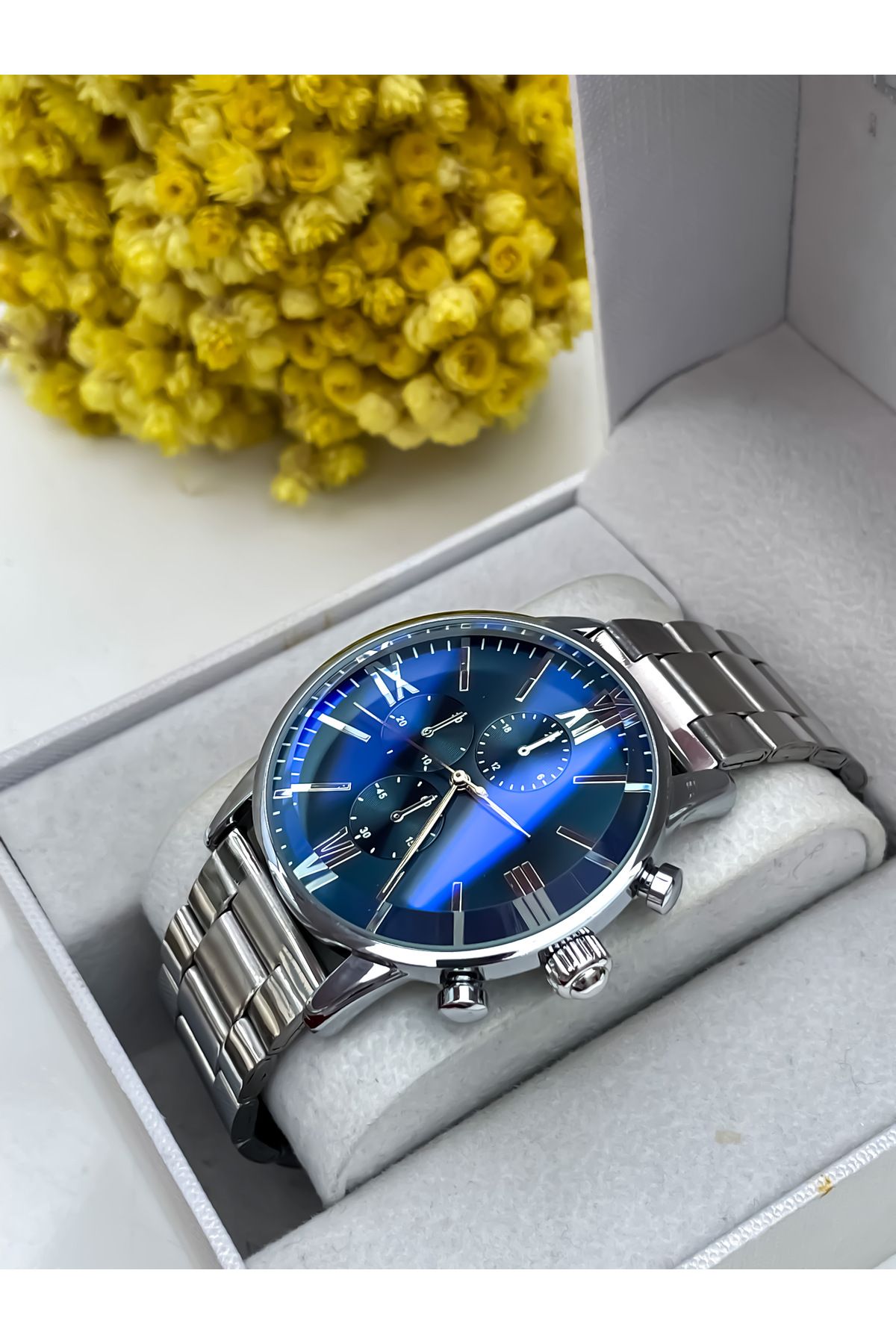 S.POLO Gümüş Renk Kordon Yeşil Kadran Erkek Kol Saati Bileklik Hediyeli - Görsel 5