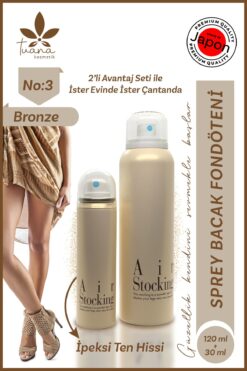 Tuana Kozmetik Air Stocking 2’li Set Sprey Bacak Fondöteni No:3 Bronze 120ml+30ml İpeksi ve Pürüzsüz Ten Görünümü