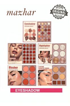 mazhar Makyaj Kitapı 5'li Palet Seti – Göz Farı, Ruj, Highlighter, Allık,