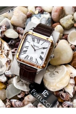 Ferrucci Erkek Saati Deri Kayışlı 3 Atm 2 Yıl Garantili, Bileklik Hediye