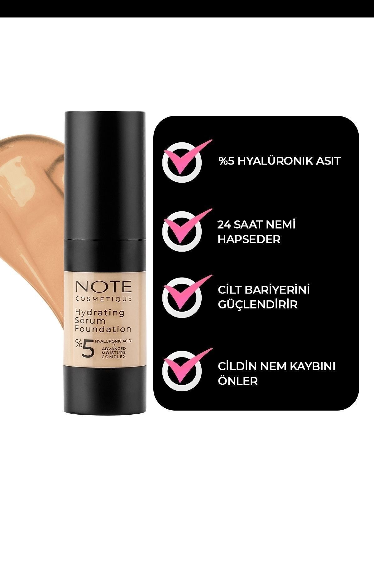NOTE Hydrating Serum Spf 50 Nemlendirici Etkili Hyaluronik Asitli Serum Fondöten - 200 - Görsel 2