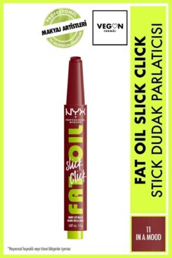 NYX Professional Makeup Fat Oil Slick Click Parlatıcı Nemlendirici Nude Tonlu Dudak Balmı - 11 In a Mood