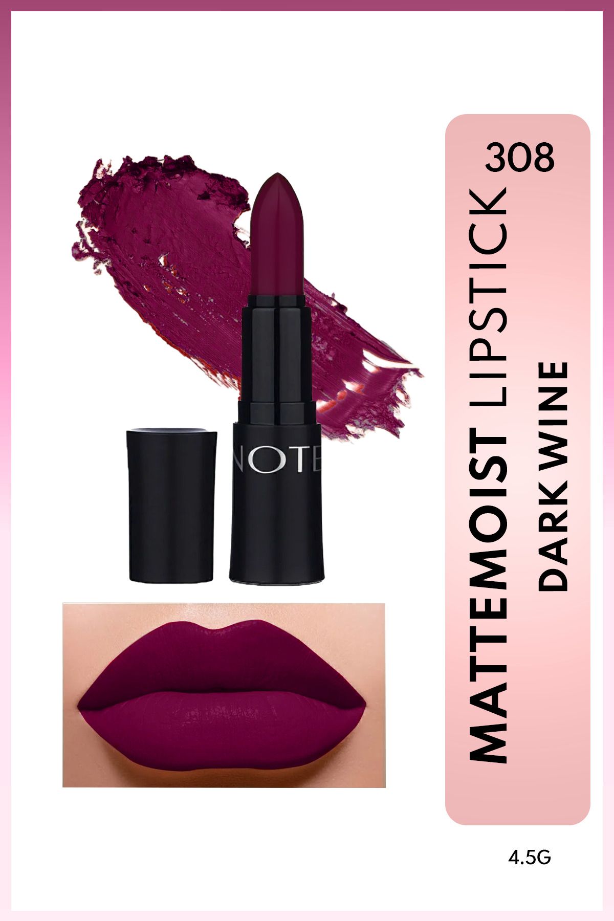 NOTE Mattemoist Lipstick Mat Bitişli Ruj 308 Brand - Koyu Mor