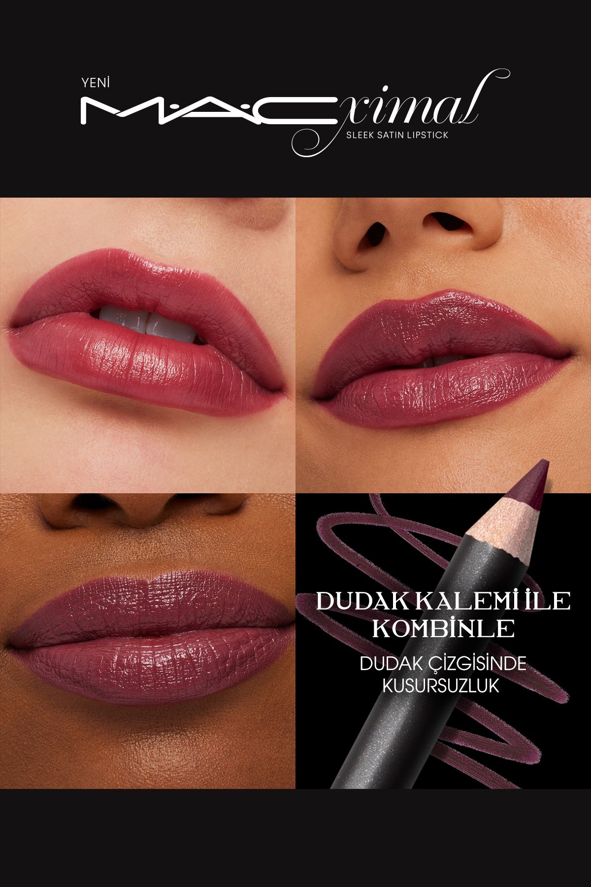 M.A.C Macximal Sleek Satin Lipstick Ikonik Saten Bitişli Ruj-paramount 3.5gm - Görsel 2