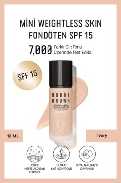 BOBBI BROWN Mini Weightless Skin Fondöten SPF 15 - Doğal ve Mat Bitişli - Ivory - 13 ml (Seyahat Boy)