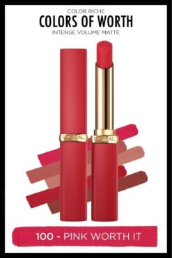 L'Oreal Paris Color Riche Colors Of Worth Intense Volume Matte Ruj - 100 Pink Worth It
