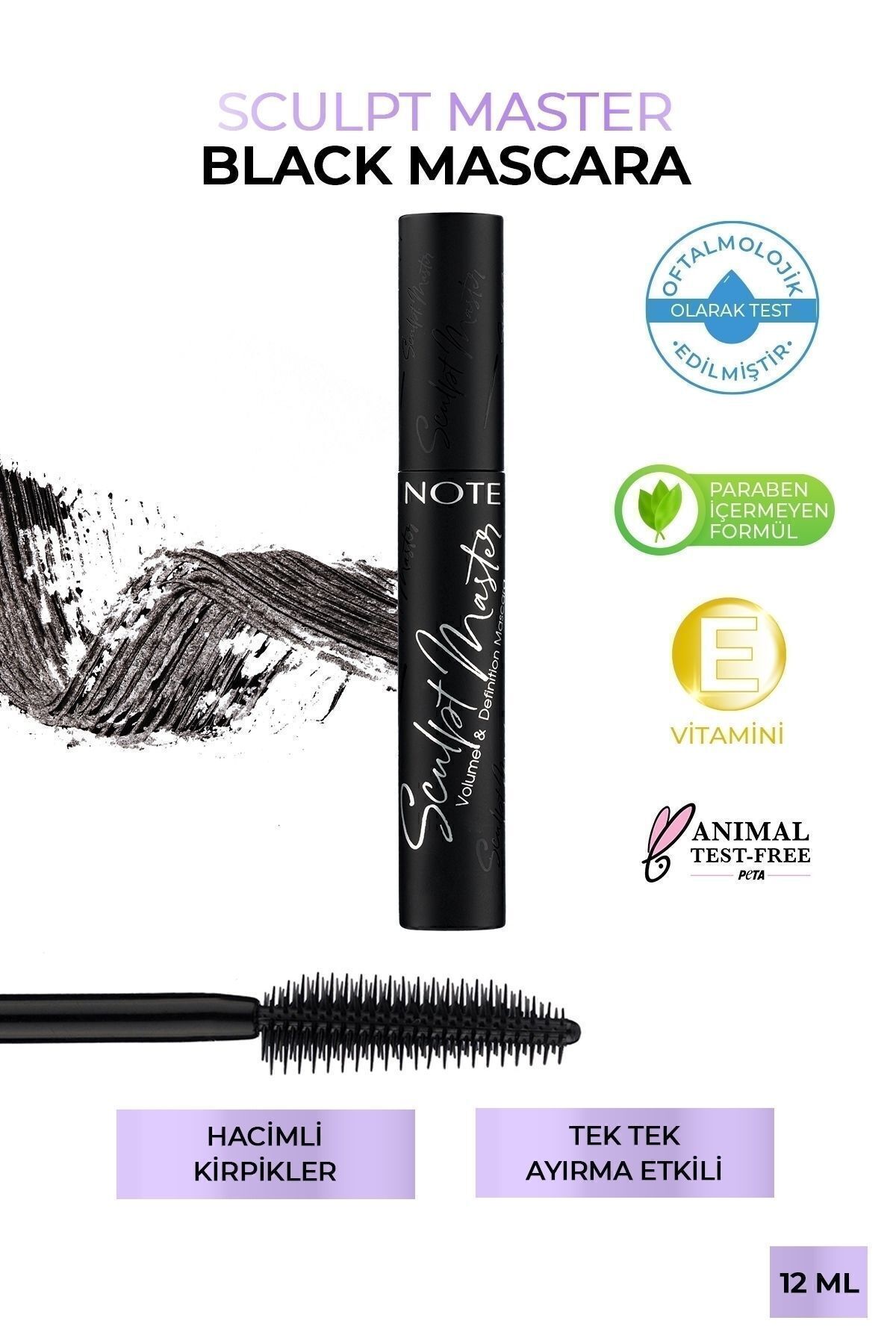 NOTE Sculpt Master Extra Black Tek Tek Ayırma Ve Hacim Etkili Maskara - Siyah