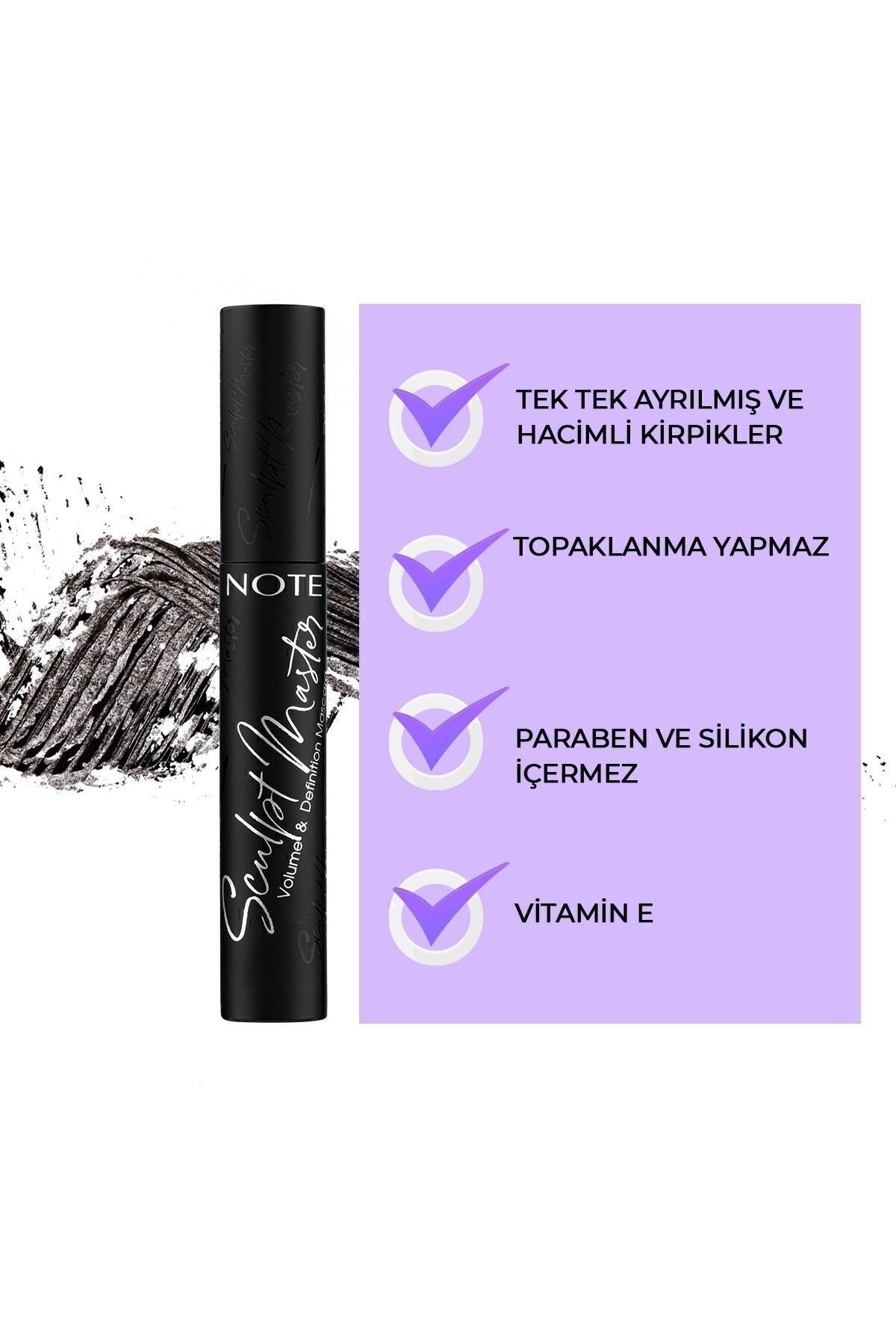 NOTE Sculpt Master Extra Black Tek Tek Ayırma Ve Hacim Etkili Maskara - Siyah - Görsel 2