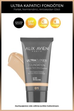 Alix Avien Ultra Kapatıcı Nemlendirici Spf35 Faktör Ve E & C Vitaminli Fondöten - Ultracloser Foundation 01