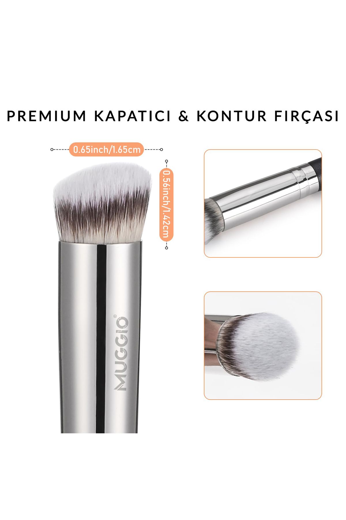 Muggio Premium Açılı Kapatıcı, İnce Kontur Makyaj Fırçası - Görsel 2