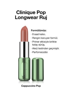 Clinique Pop Longwear™ Gün Boyu Kalıcı Ruj - Renk: Capuccino Pop 3.9g | Saten Bitiş