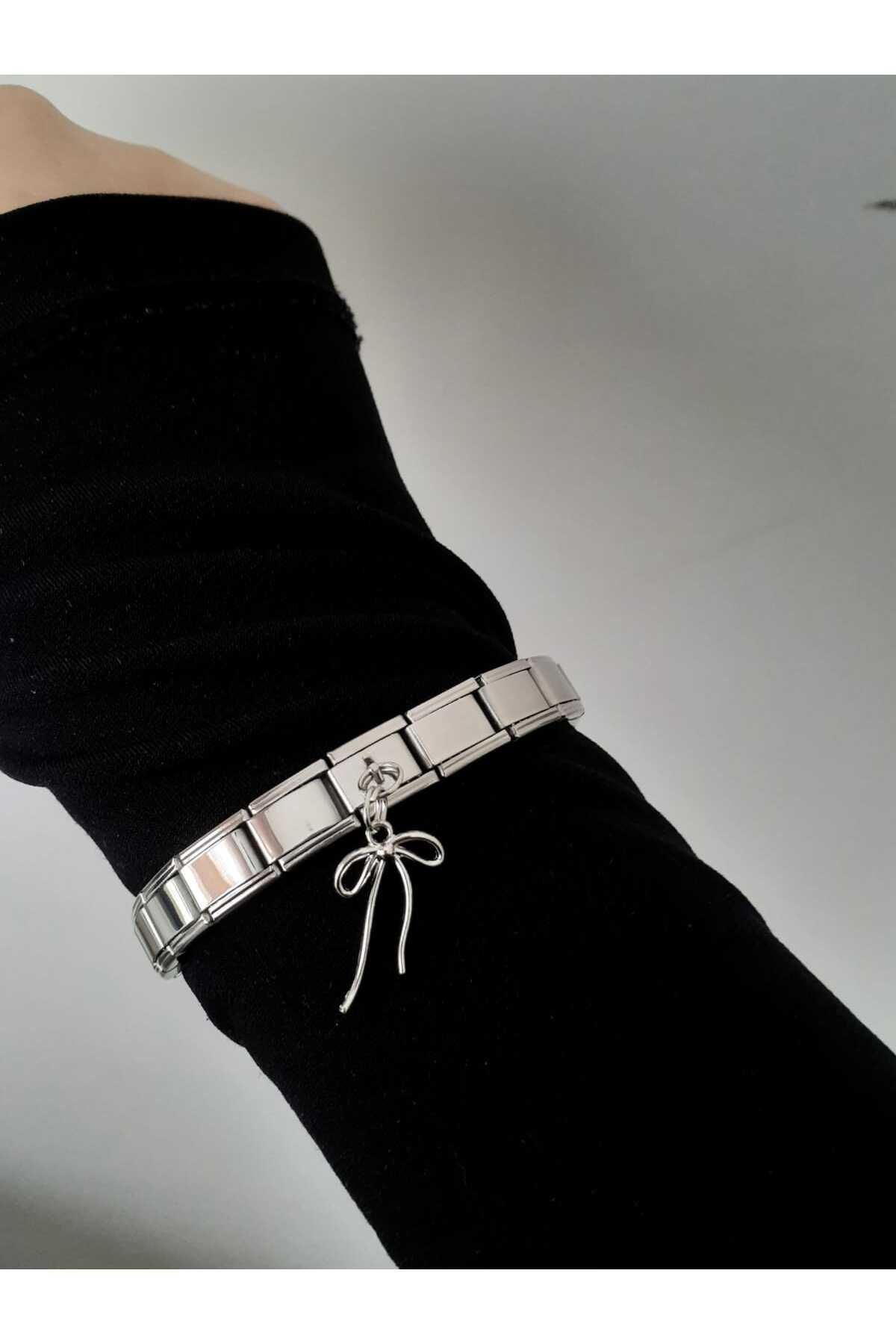 bijoux uniques Çelik Kurdele Fiyonk İtalyan Charm Bileklik