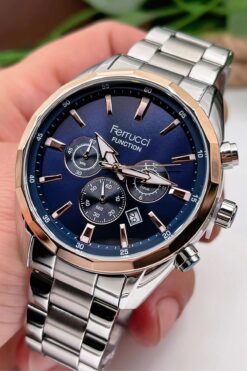 Ferrucci Function Gümüş Çelik Erkek Kol Saati – 44 mm, 3 atm Suya Dayanıklı Zmfer041