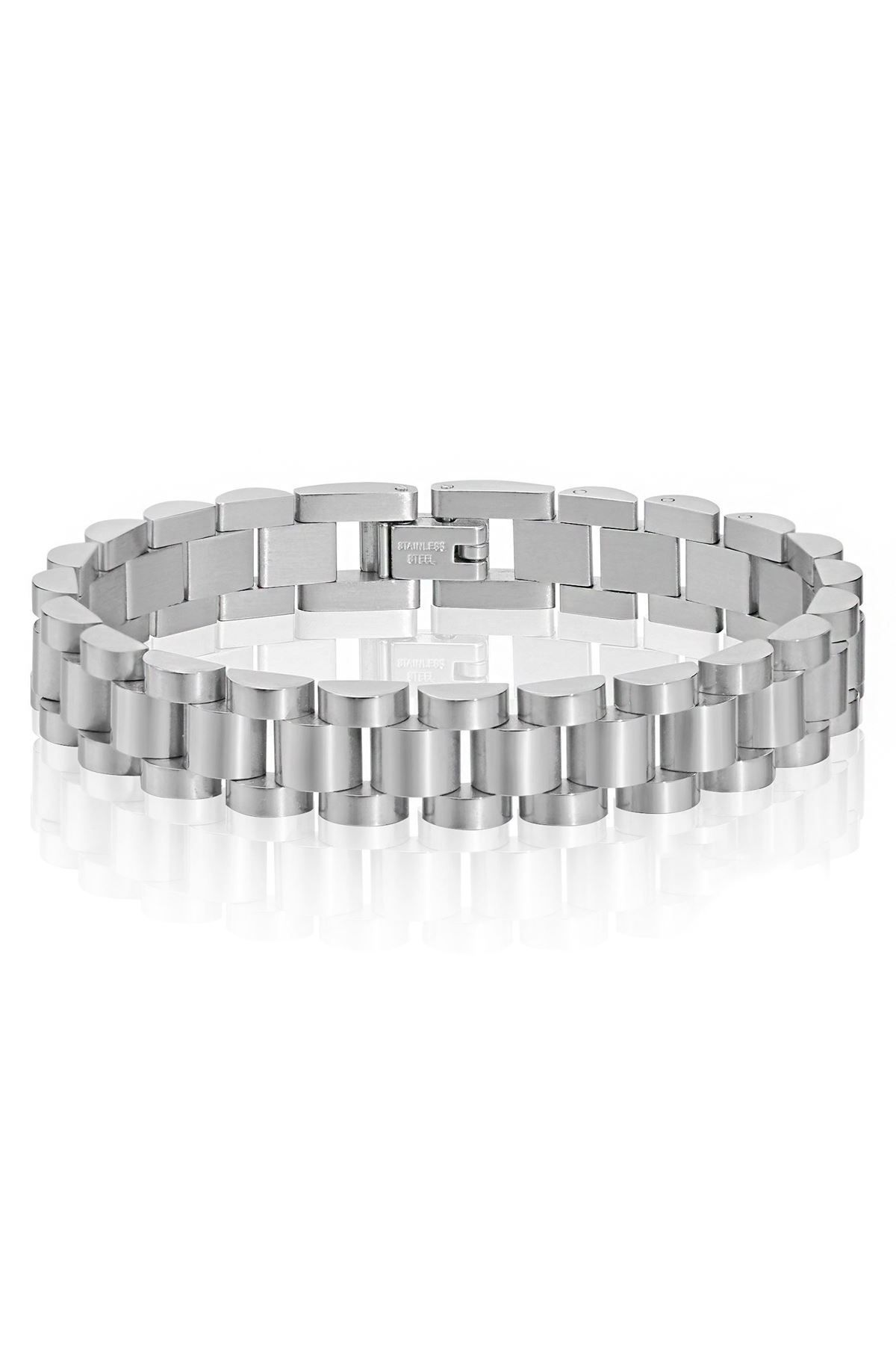 Chavin Gri 316 L Çelik 10 Mm. Parlak Ve Mat Erkek Bileklik Ed02