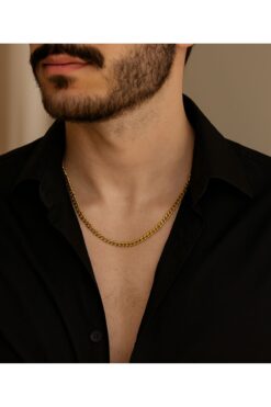 derokas Eşref Tek Çelik Kolye Gold Renk Kararmaz