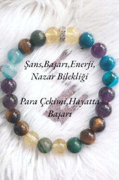 NBS Beautiful Naturel Stones Şans,Başarı,Enerji,Nazar Bilekliği için Şifa Doğal Taş Bileklik AA Kalite