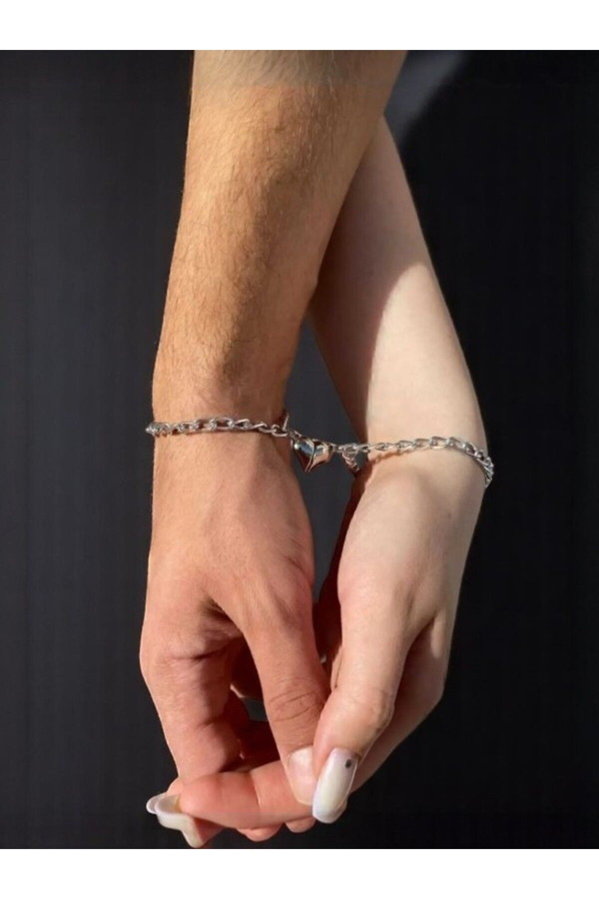 EFAYNU 2'li Mıknatıslı Kalp Sevgili Çift Bilekliği Kalp Bileklik Hediye Bileklik Hediye Kutulu