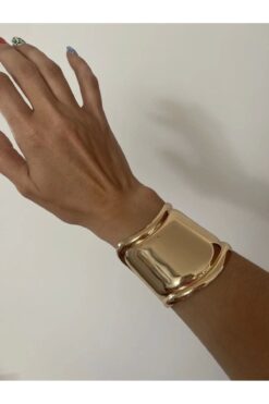 novon Tiffany Model Gold Altın Renk Kalın Kelepçe Bilezik