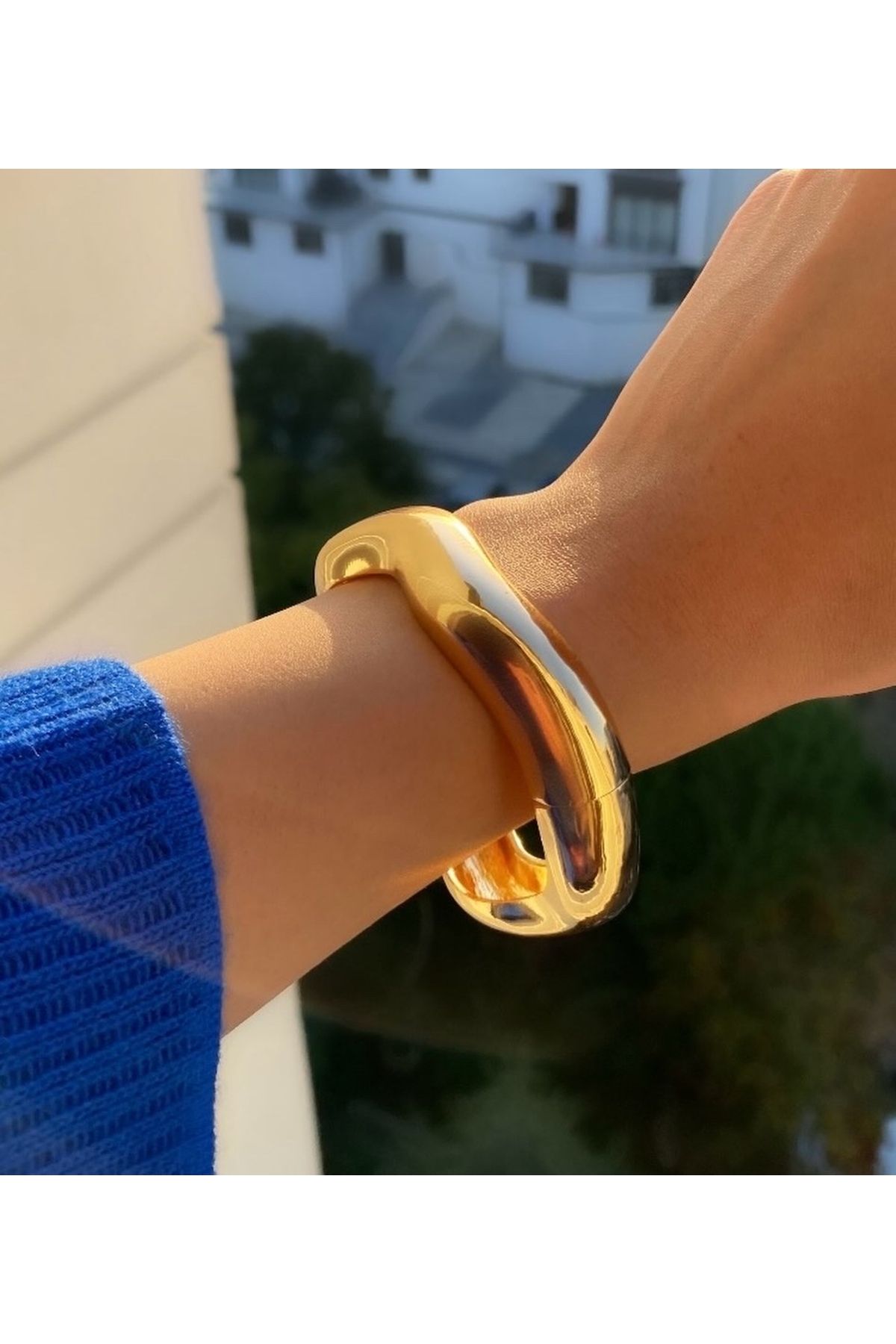 nurbakijewellery Gold kalın çelik bileklik - Görsel 2