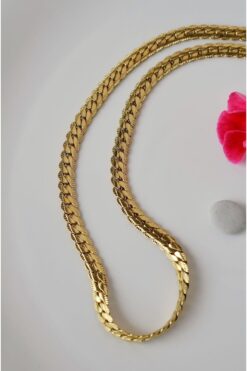 Sacce Scarves&Accessories Gold Renkli Kalın Çelik Zincir Kolye 45 cm