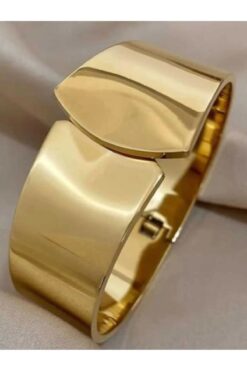 Lika Style Çelik Düz Model Gold Kalın Kelepçe