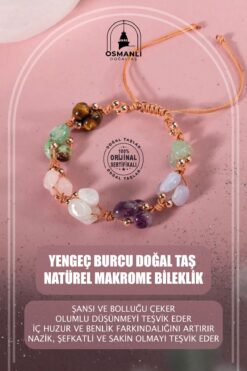 OSMANLI DOĞAL TAŞ Yengeç Burcu Doğal Taş Natürel Makrome Bileklik