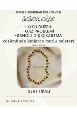 Sunshe Atelier Damla Kehribar Düğümlü Bebek Kolyesi Sertifikalı (DİŞ-GENEL SAĞLIK) (4,5-5,5 GRAM)