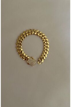 MAT STORE GURMET BİLEKLİK 14 AYAR ALTIN KAPLAMA KUYUMCU İŞÇİLİĞİ 18 CM