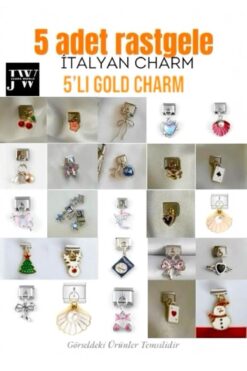 JANRA WORLD 5 Adet Rastgele Çelik Italyan Charm 9mm Italyan Charm Bileklik Uyumlu - Sallantılı& Sallantısız
