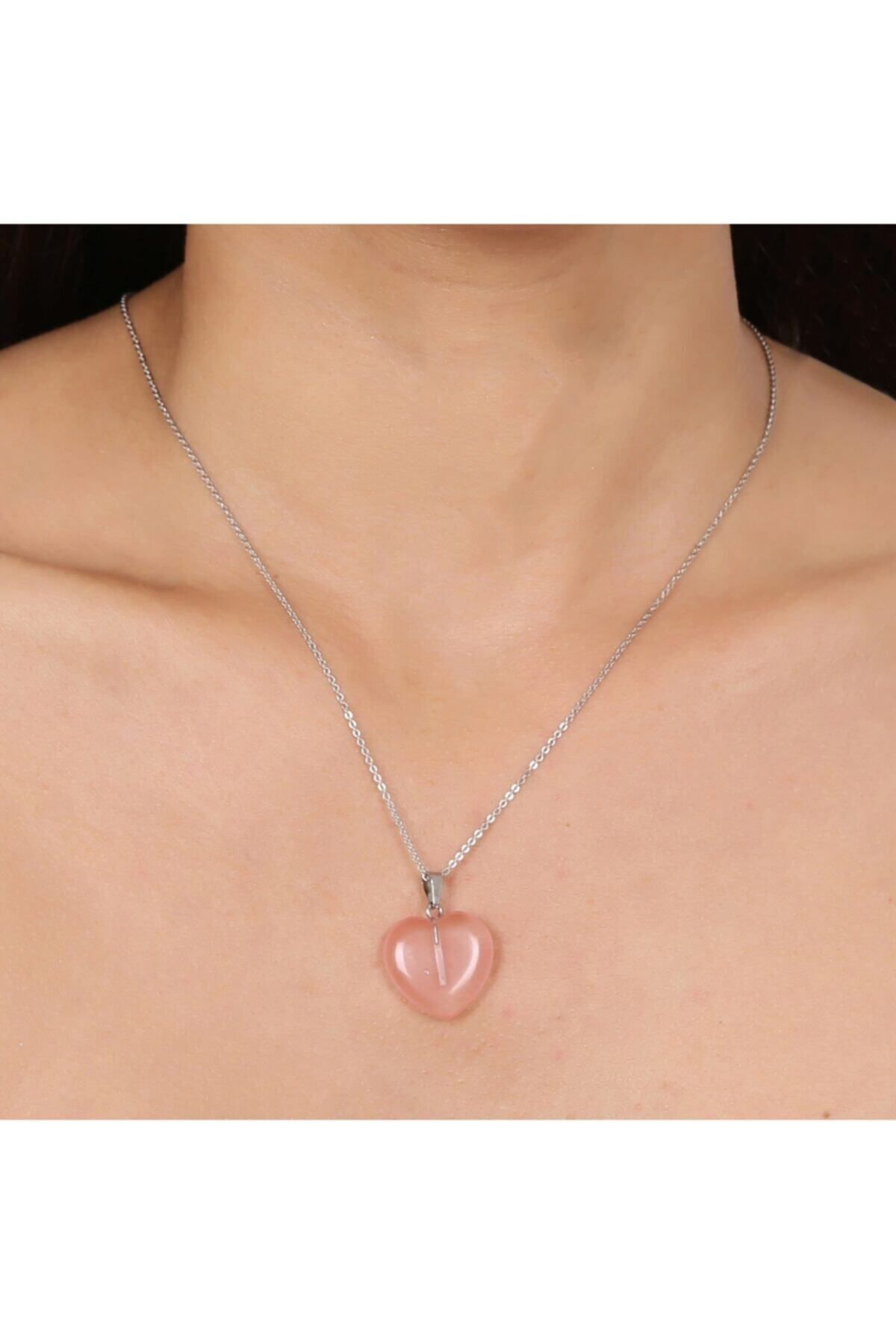 Mystic Energy Doğal Taş Gül Kuvars Kalp Kesim Ister Kolye Ister Anahtarlık | Hediyelik Doğaltaş - Görsel 2