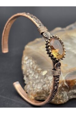 NBS Beautiful Naturel Stones Saf Bakır Zultanit Kristalli  NAZAR Bileklik Ayarlanabililr