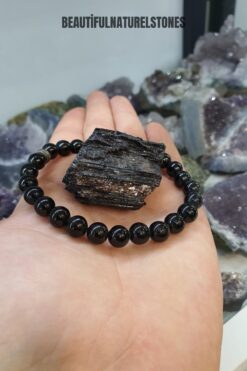 beautifulnaturelstones Siyah Turmalin Doğaltaş Bileklik ( Ham Taş Hediyeli ) (radyasyon Ve Elektromanyetik Alan Temizliği )