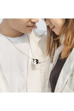 İYİ MODA 2 Adet Yin Yang Kedil Kolye Best Friends Sevgili Çift Arkadaş Kolyesi