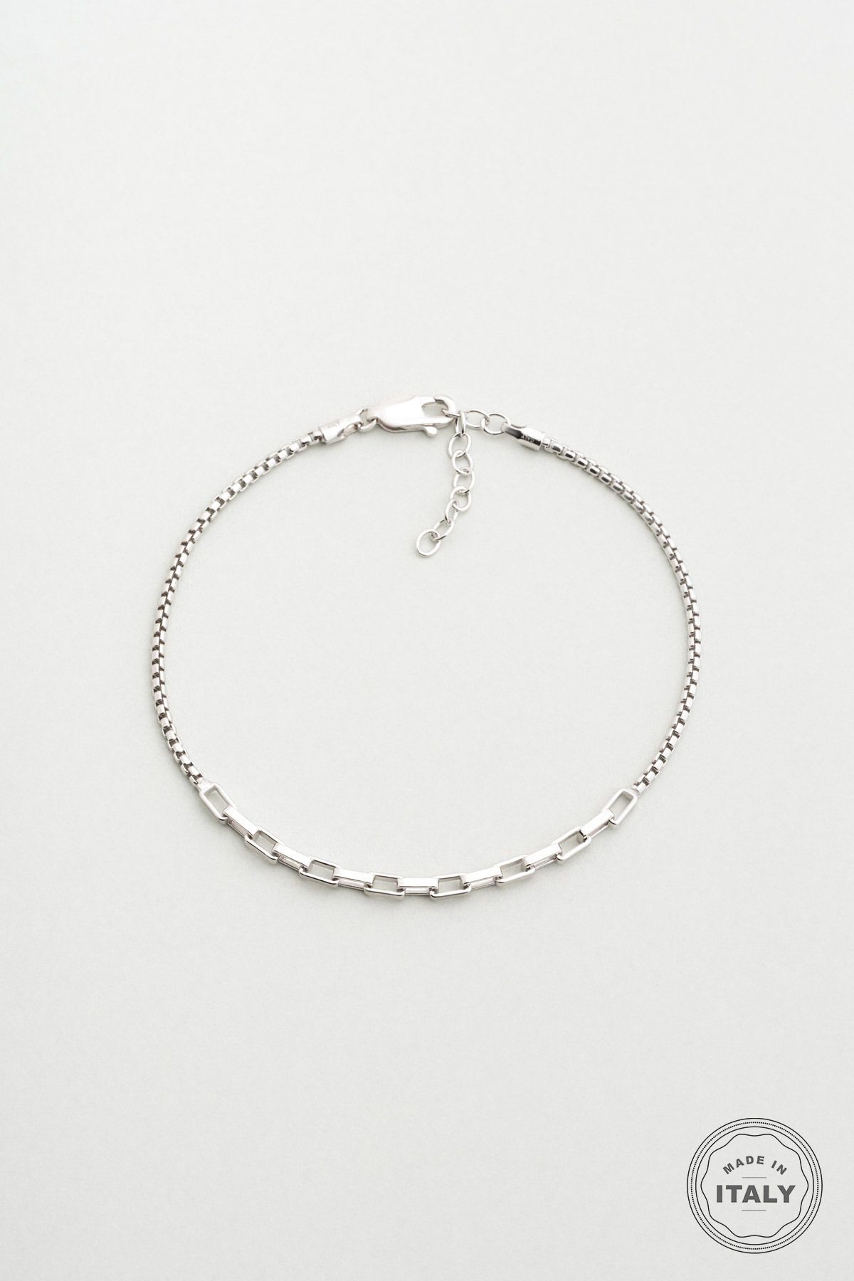 So CHIC... İtalyan Tasarım 18 Ayar Beyaz Altın Kaplama 21 Cm Gümüş Erkek Bileklik