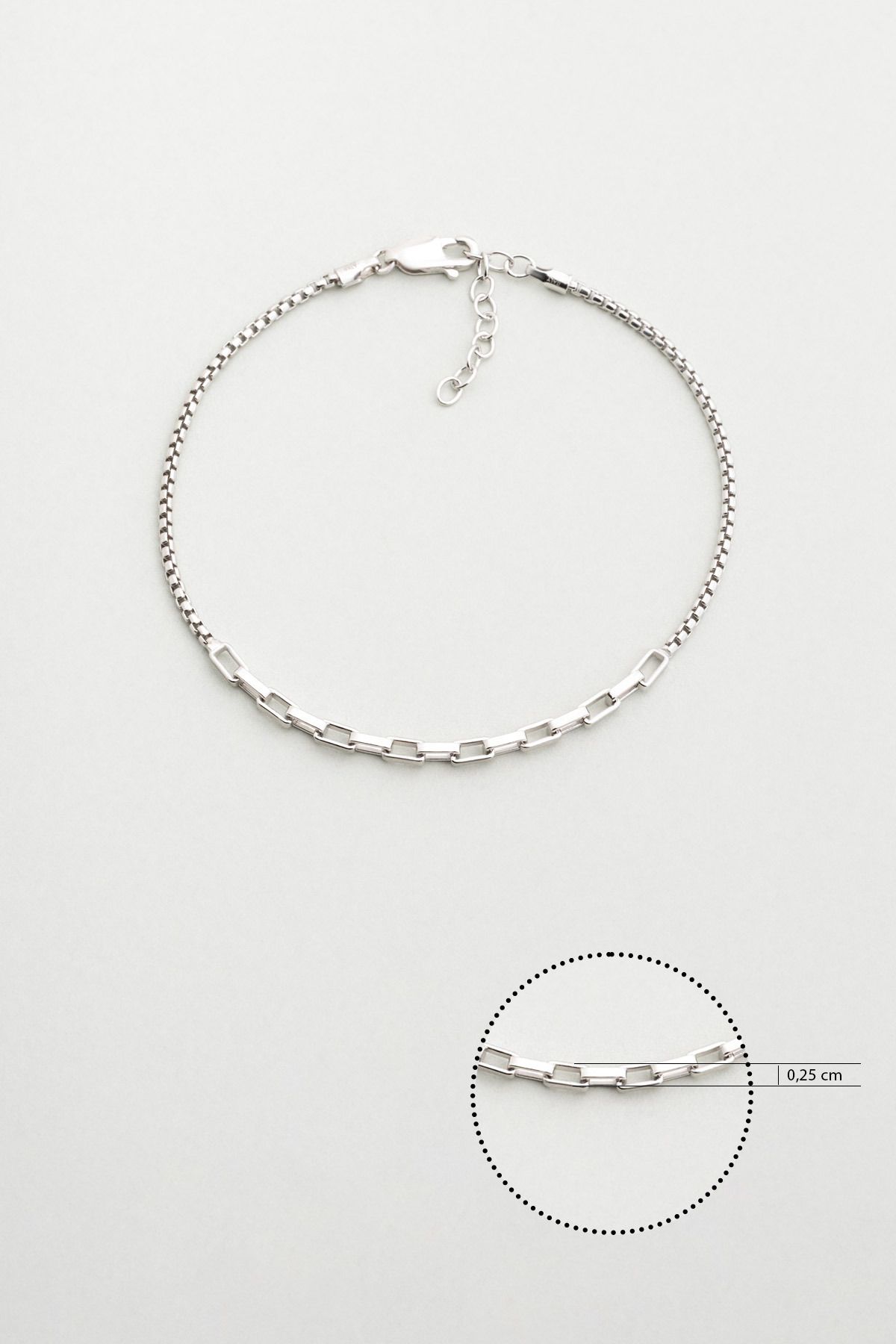 So CHIC... İtalyan Tasarım 18 Ayar Beyaz Altın Kaplama 21 Cm Gümüş Erkek Bileklik - Görsel 2