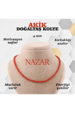 OSMANLI DEĞERLİ TAŞ Sertifikalı Akik Doğaltaş Kolye 4 Mm, M420