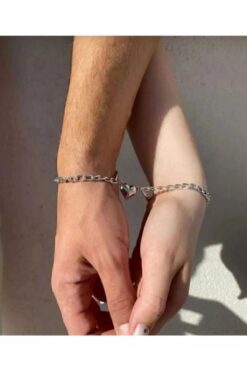 VerdeHome Mıknatıslı Kalp Bileklik - 2'li Sevgili Çift Bilekliği - Kalp Bileklik - Anneler Günü Hediyesi