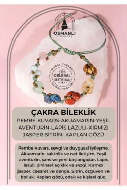 OSMANLI DOĞAL TAŞ Sertifikalı Çakra Bilekliği Naturel Kesim Makrome %100 El Işçiliği