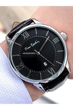 Pierre Cardin Siyah Deri Kordon Erkek Kol Saati 30 Mt Su Gecirmez Kaplan Gözü Bileklik