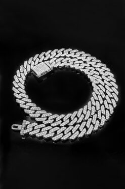 Chavin 12 Mm. Gri Kalın 60 Cm. Taşlı Alloy Erkek Zincir Eu77by