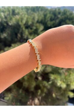 XUPING JEWELRY 14 K Görünümlü Zirkon Taşlı Nota Bileklik