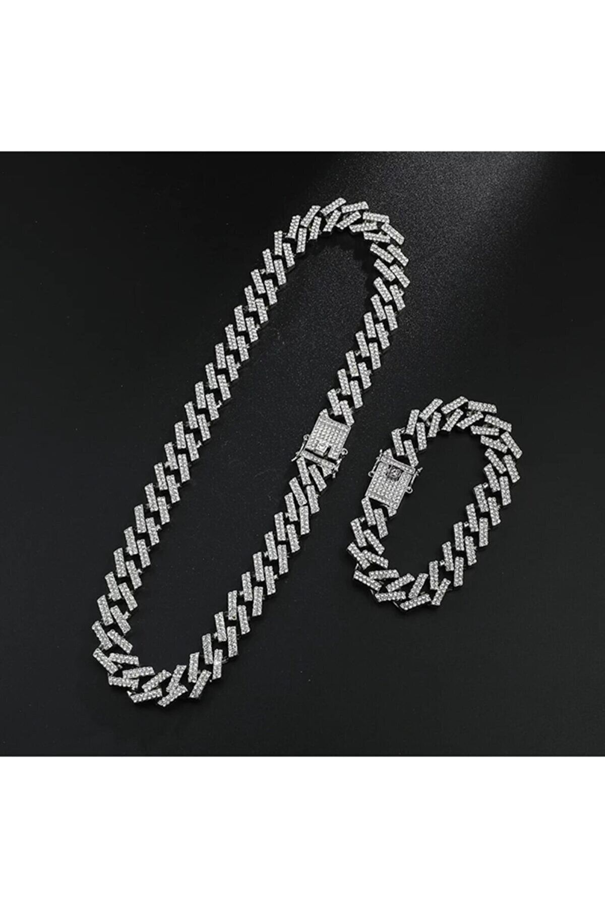 Genel Markalar Cuban Chain Kolye Bileklik Set