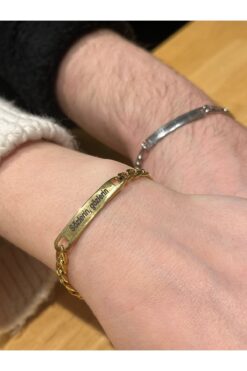 Harlofia Jewelry Çelik Zincirli Sözlerin Gözlerin Şarkı Sözleri Yazılı Romantik Çift Bilekliği