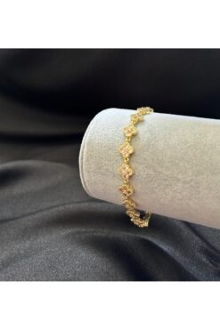 PRİDE COLLECTİON 14k Kuyumcu İşçilikli Yonca Taş Vip Bileklik